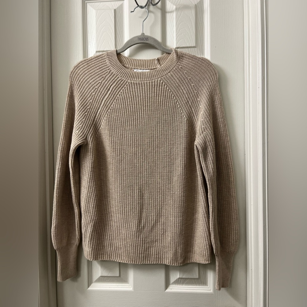 Jessica Simpson Tan Crewneck Ribbed Sweater